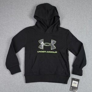 Under Armour Hoodie Kids 4 Black Big Logo Camo Pullover Fleece Sweatshirt